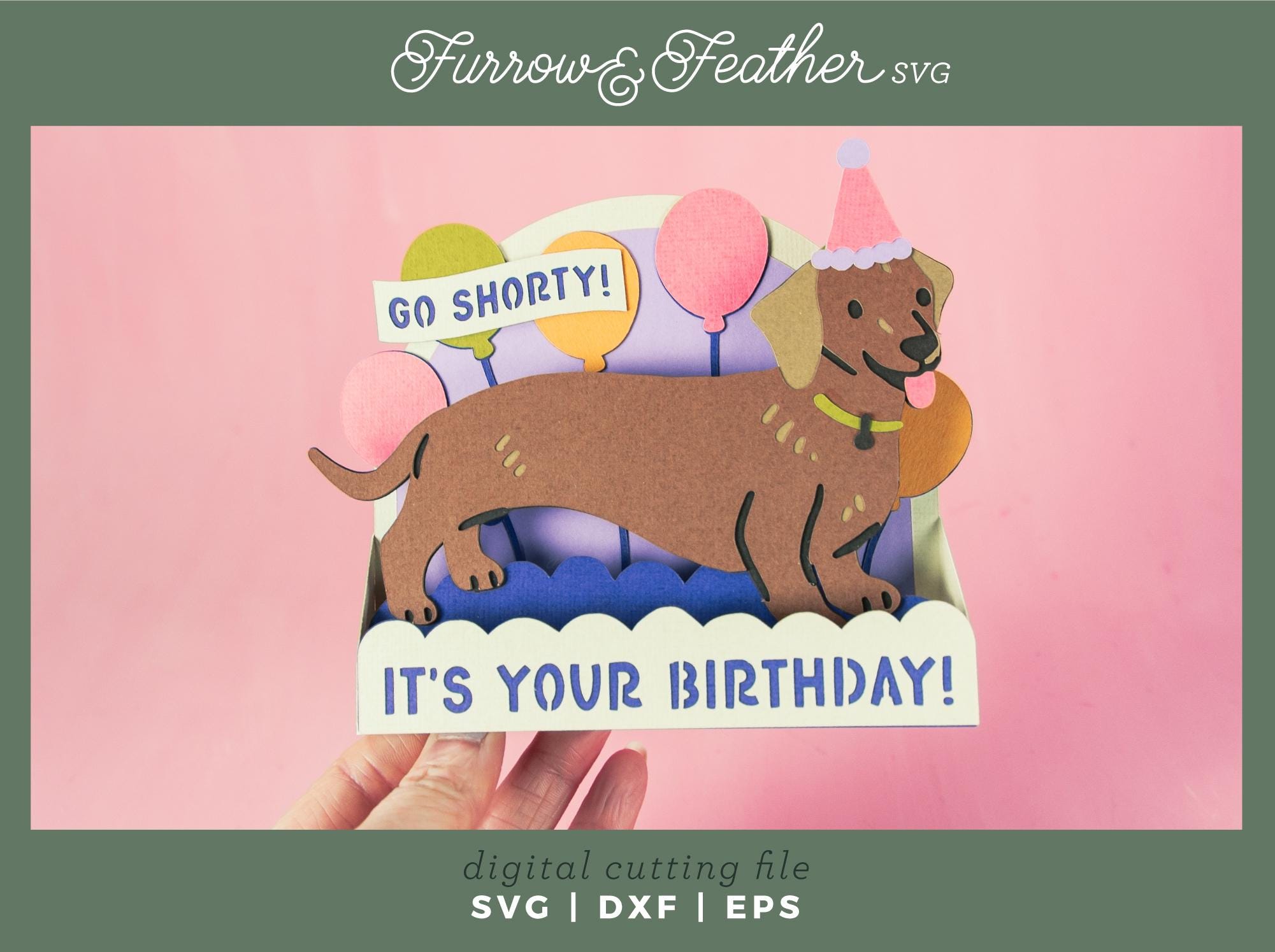 Dachshund Birthday Card SVG: 3D Papercut Dog Card (digital Download) - Etsy