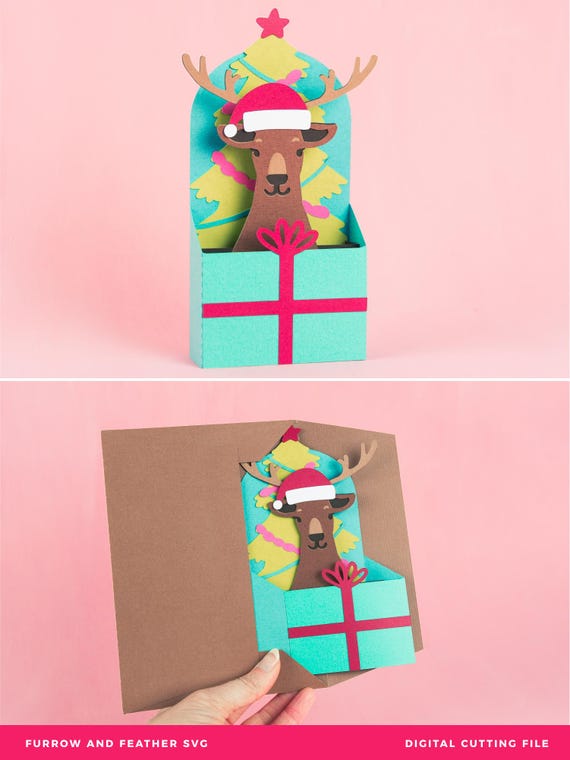 Biglietto pop-up natalizio vintage da 1 pezzo, biglietto d'auguri di buon Natale con biglietto da massaggio e busta, albero di Natale Babbo Natale pupazzo di neve  15