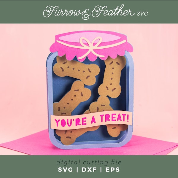 Dog Treat Jar Card SVG: 3D Papercut Any Occasion Card (Digital Download)