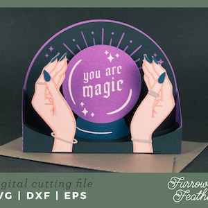 Witchy Crystal Ball Card | Pop Up Card SVG | 3D Papercut SVG Card Cut File | Cricut Silhouette DIY