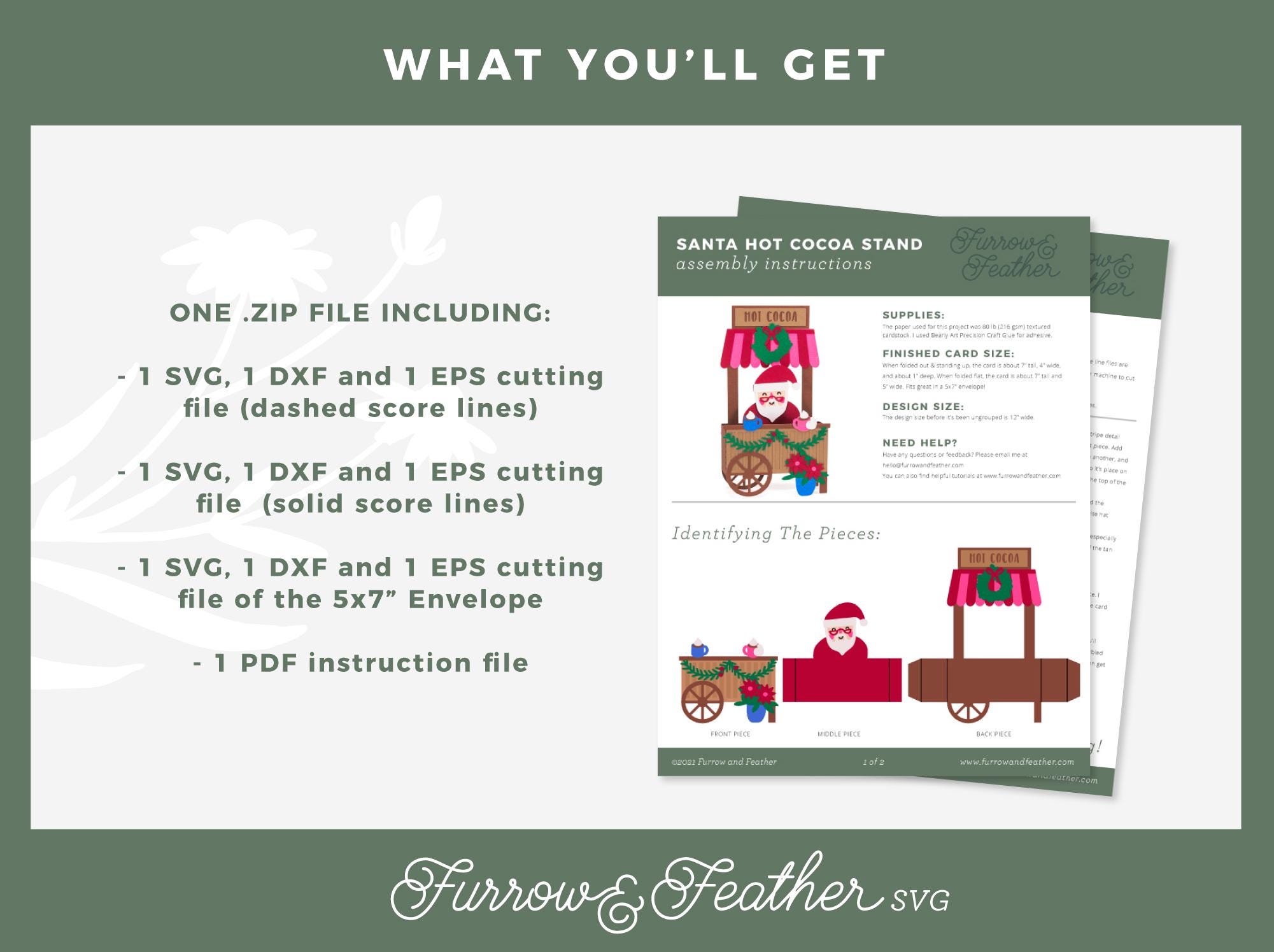 Santa Hot Cocoa Stand Christmas Card SVG: 3D Papercut Design (digital ...