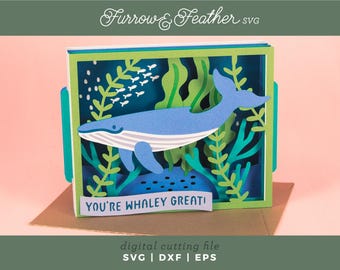 3D Whale Birthday Card SVG: Ocean Pop-Up Card Cutting File (Digital Download)