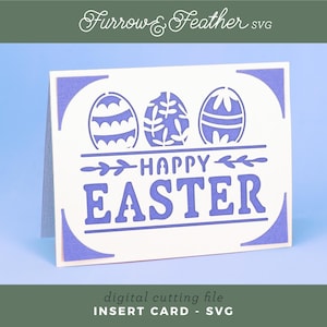 Happy Easter with Eggs - Easter Insert Card SVG | Cricut Joy card blank SVG | Cricut Joy Easter Card Digital Download