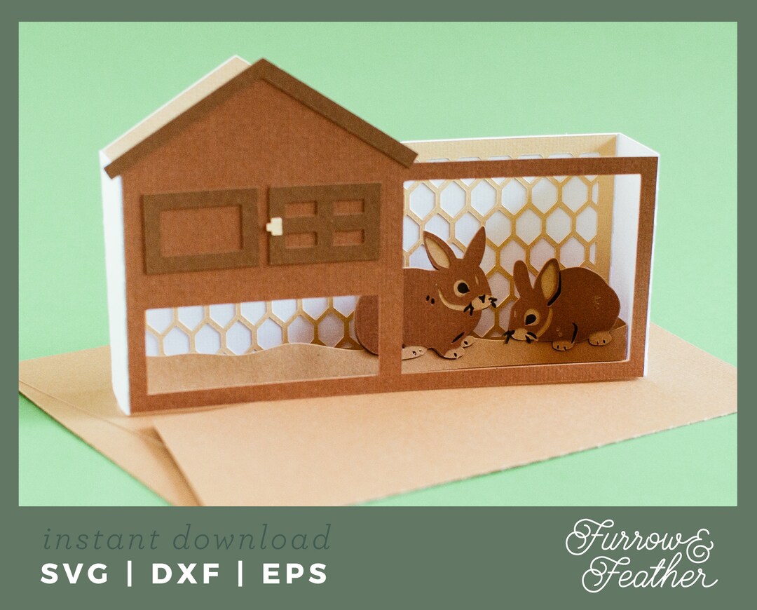 Spring Easter Bunny Rabbit Hutch Pop up Box Card Template | 3D Papercut ...