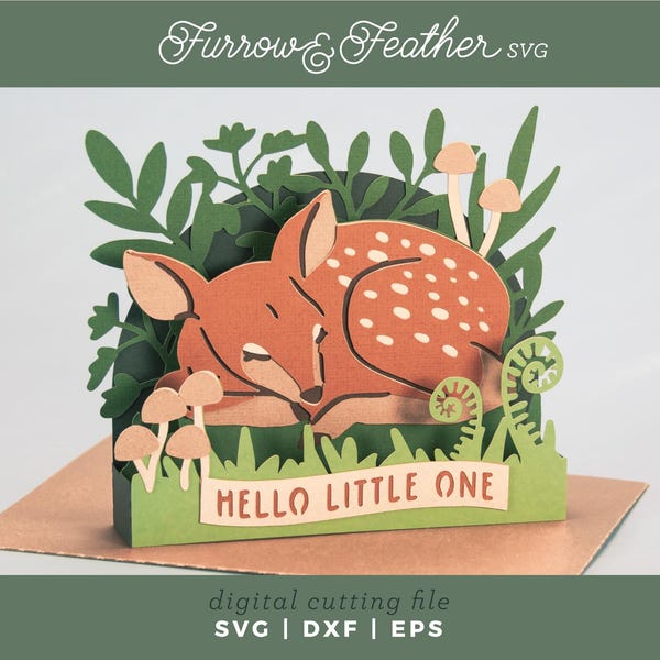Sleeping Fawn Baby Card SVG: 3D New Parent Cricut card file (Digital Download)