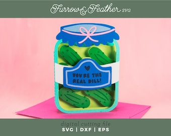 Father's Day Card SVG - Pickle Jar Pun Card: 3D Papercut for Cricut (Digital Download)