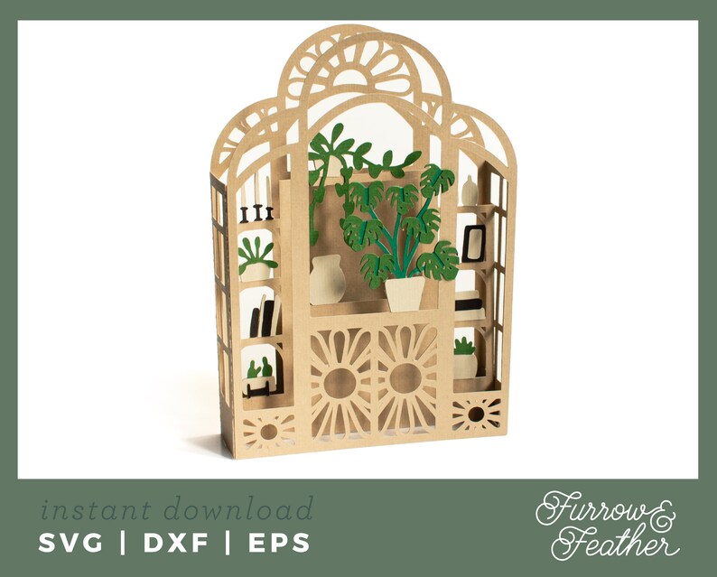 Rattan Wicker Plant Shelf Pop up Box Card Template 3D Etsy