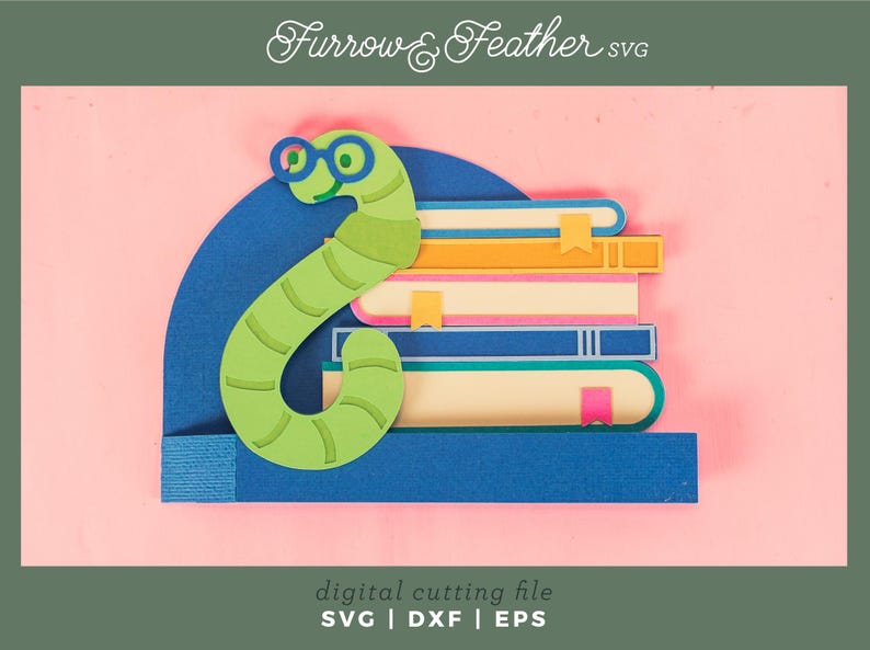 Graduation Bookworm 3D Bookworm Graduation Card SVG: Papercut DIY Cut File (digital ...