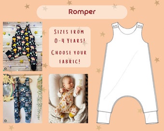 Baby Toddler Kids Romper, Custom Kids Clothing, Colourful, Baby Dungarees, Cotton Jersey Kids Outfit, Cloth Bum Baby Romper, New Baby Gift