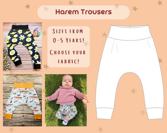 Baby Toddler Kids Harem Trousers, Custom Kids Clothing, Baggy Trousers, Cotton Jersey Kids Leggings, Cloth Bum Baby Trousers, New Baby Gift