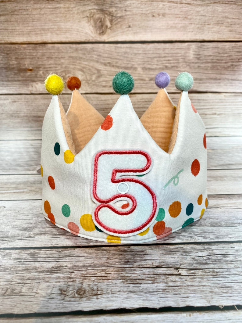 Customised Birthday Crown, Kid's Fabric Birthday Gift, Custom Personalised, Organic Eco Friendly Reusable, Child's Celebration Crown image 6