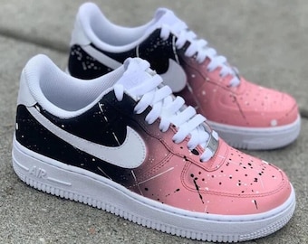 Pink & Black Faded Custome Air Force 1, Freckels Sneaker