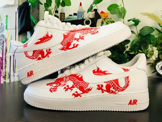 Custome Red Dragon Air Force 1, Handmade Chinese Dragon Sneaker - Main Image