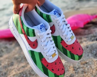Custome Air Force 1, Cool Watermelon Sneaker, Handmade Fruit Shoes