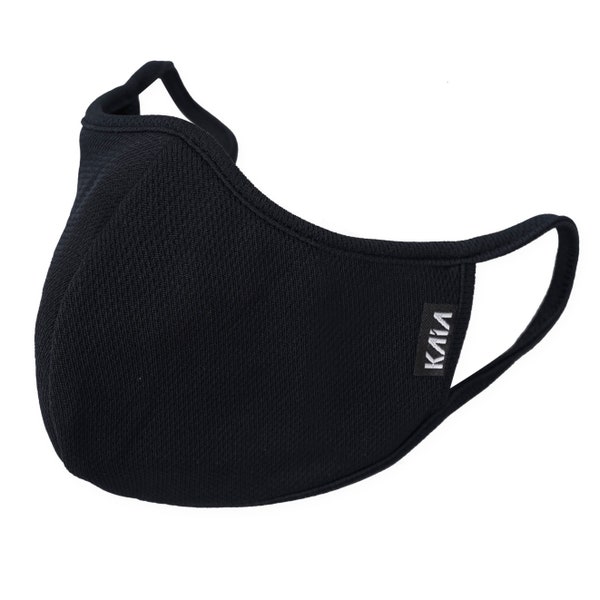 KAIA Face Covering | 2-Layer | Reusable Mask | Breathe Easy | Antimicrobial Cotton Inner | Water Repellent Poly Outer | Black