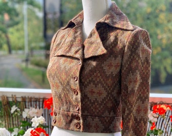 VTG 1970s Tapestry Southwestern Cropped Wool Jacket