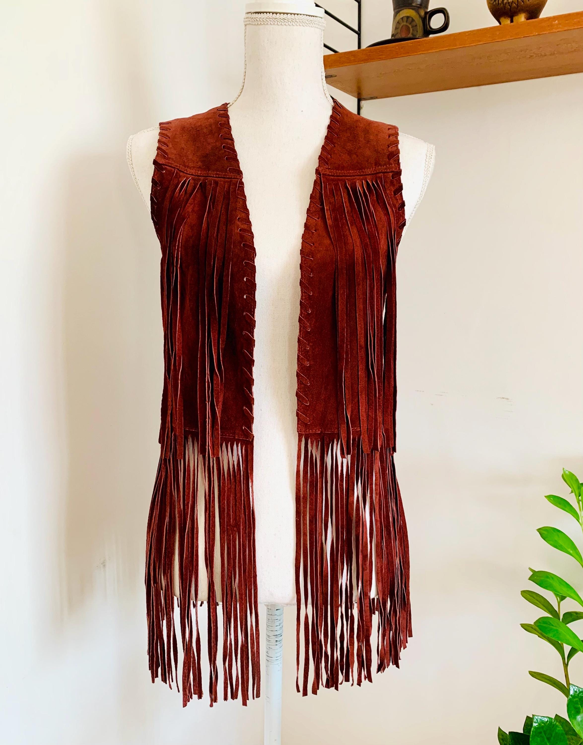 VINTAGE 1970s Suede Fringe Waistcoat - Etsy