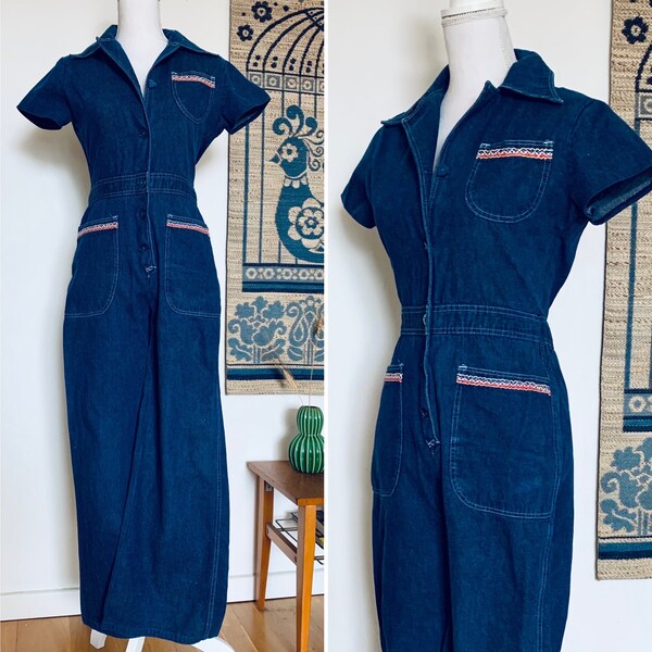 COMBINAISON évasée en denim VINTAGE DES ANNÉES 1970