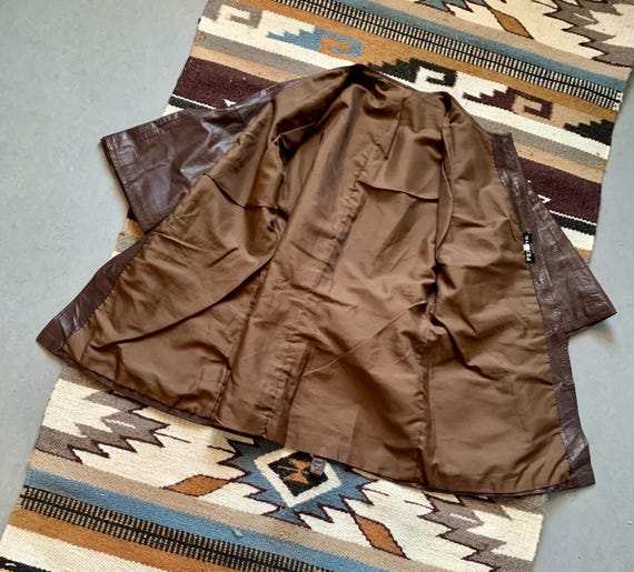 VINTAGE 1970s Leather Patchwork Jacket / Mini Dre… - image 13