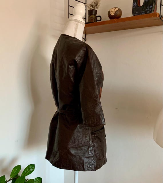 VINTAGE 1970s Leather Patchwork Jacket / Mini Dre… - image 5