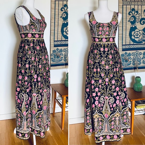 VINTAGE 1970s DOLLYROCKERS Bohemian Maxi Dress - image 1