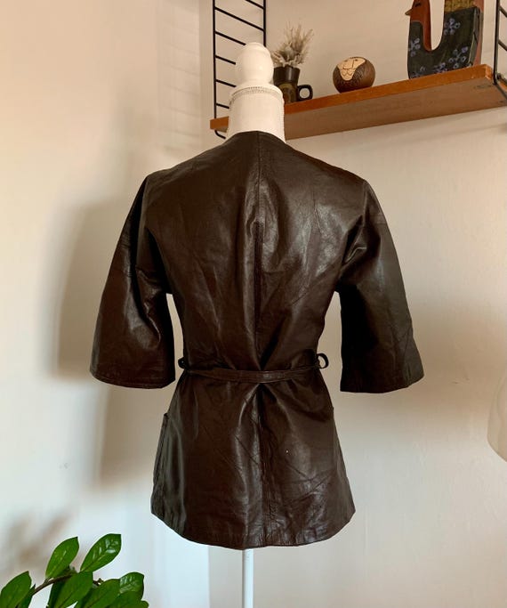 VINTAGE 1970s Leather Patchwork Jacket / Mini Dre… - image 4