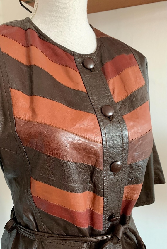VINTAGE 1970s Leather Patchwork Jacket / Mini Dre… - image 10