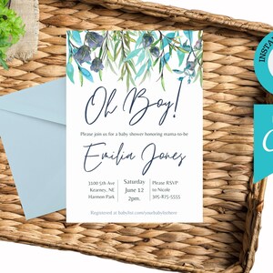 Printable Baby Shower Invitation Template Download, Shower Invitations, Invitation Template, Baby Shower, Greenery Baby Shower Invite ENZO