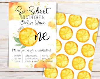 Lemon First Birthday Invitation Template: Citrus Theme (Digital Download)