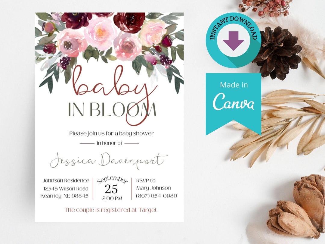 Printable Baby Shower Invite Template Download, Shower Invitations ...