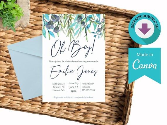 Printable Baby Shower Invitation Template Download Shower | Etsy
