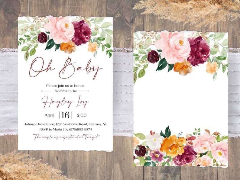 Printable Baby Shower Invitation Template Download, Rose Shower Invite ...
