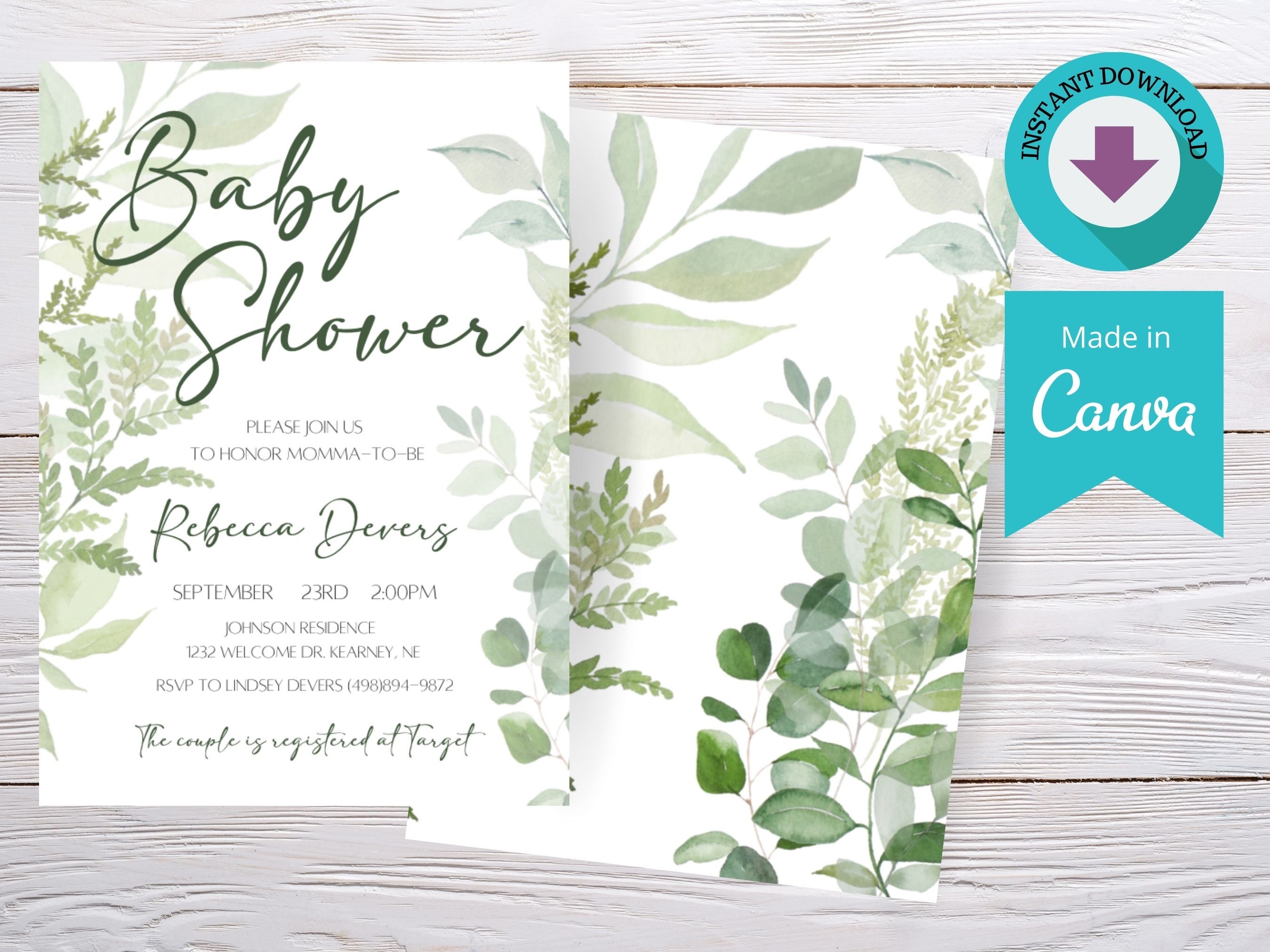 Printable Baby Shower Invitation Template Download, Leaf Shower ...