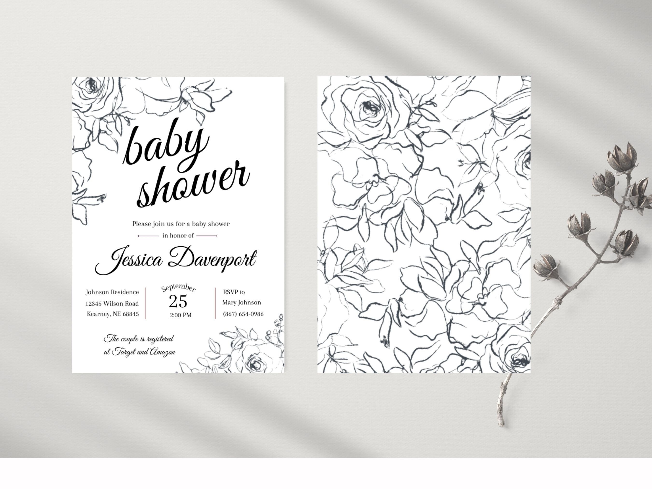 Printable Baby Shower Invitation Template Download, Simple Shower ...