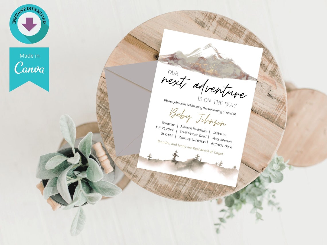 Printable Baby Shower Invitation Template Download, Adventure Invite ...
