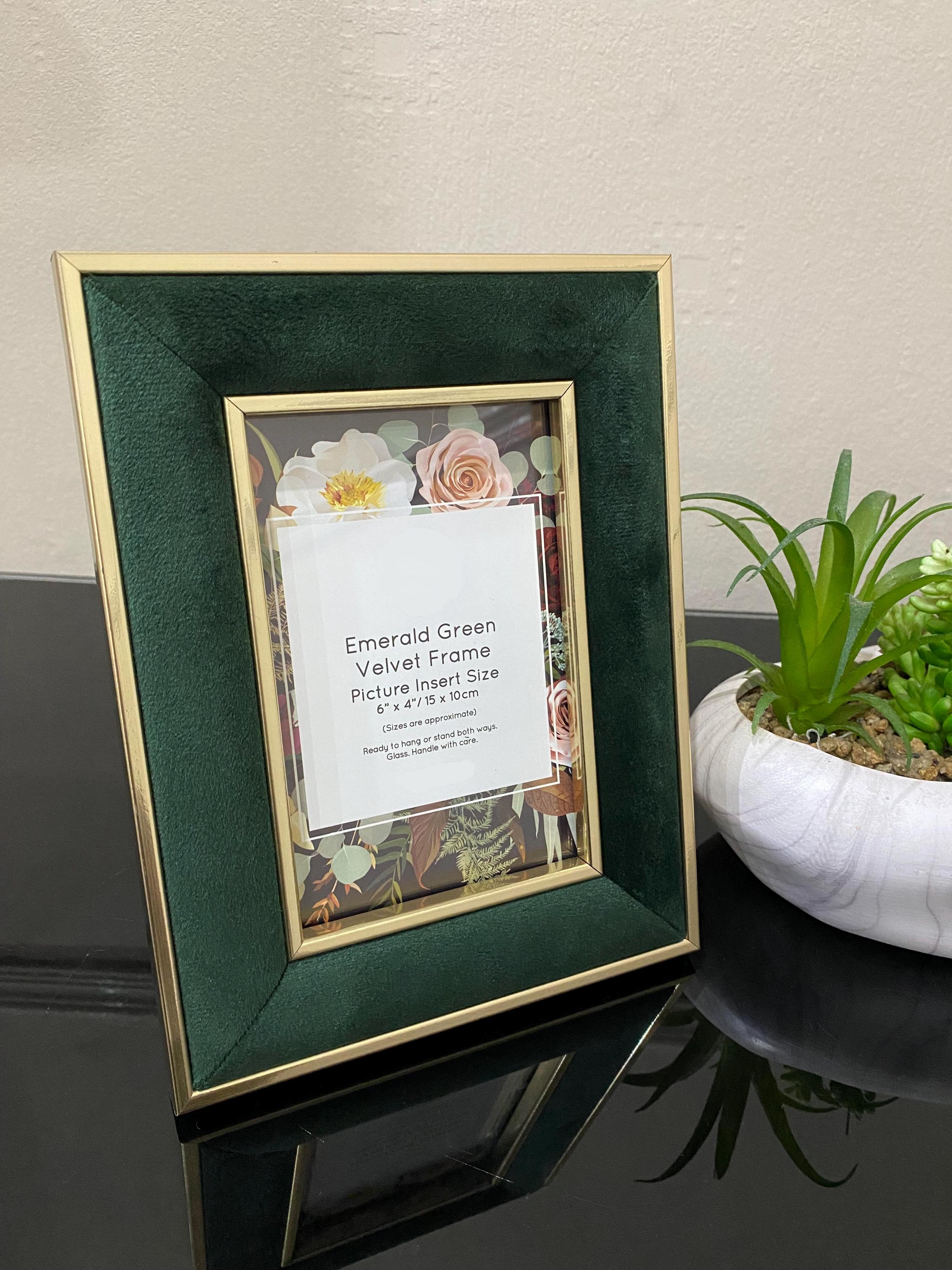 Emerald Green Velvet Photo Frame With Goiden Outline Ideal