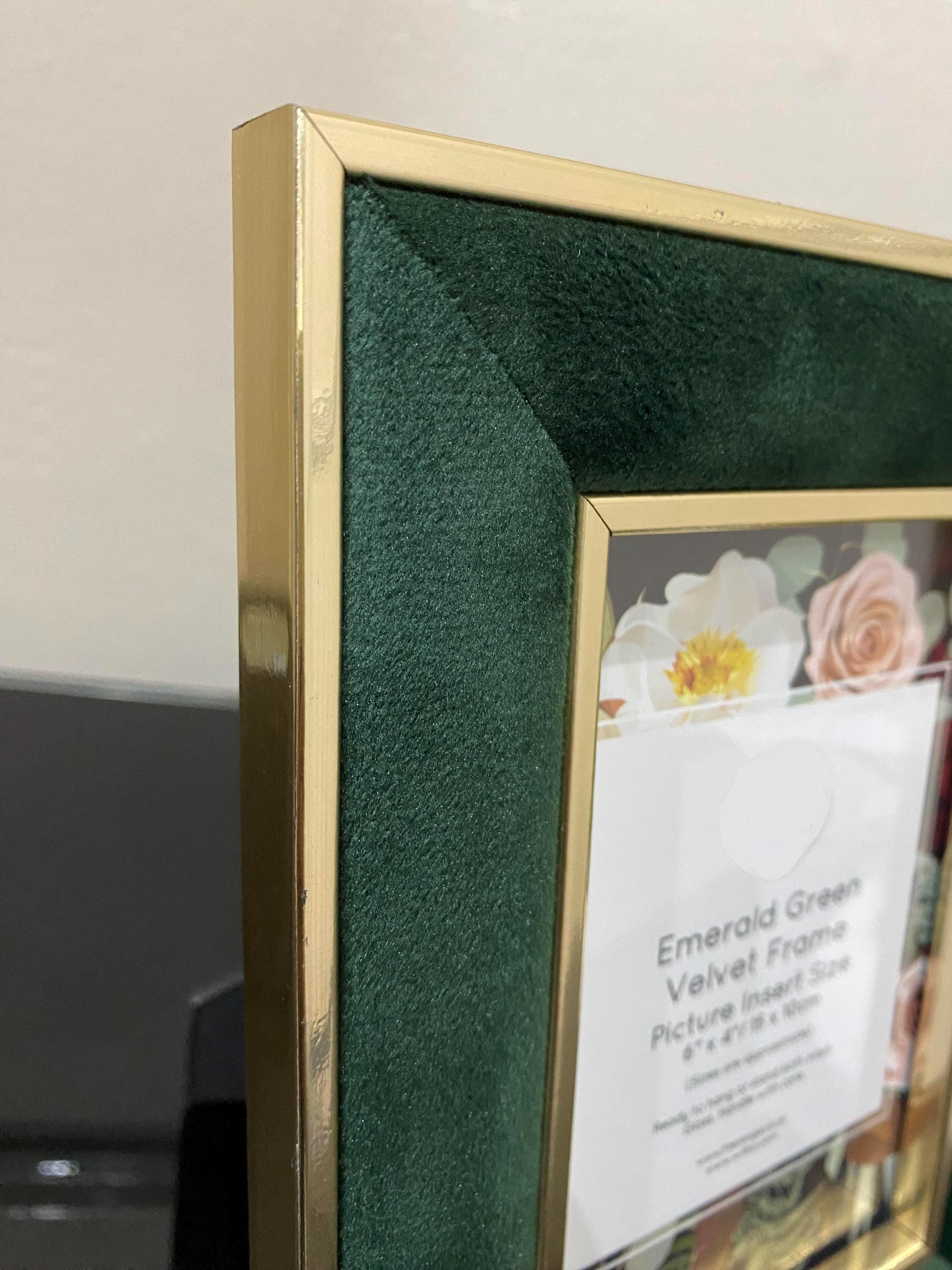 Emerald Green Velvet Photo Frame With Goiden Outline Ideal