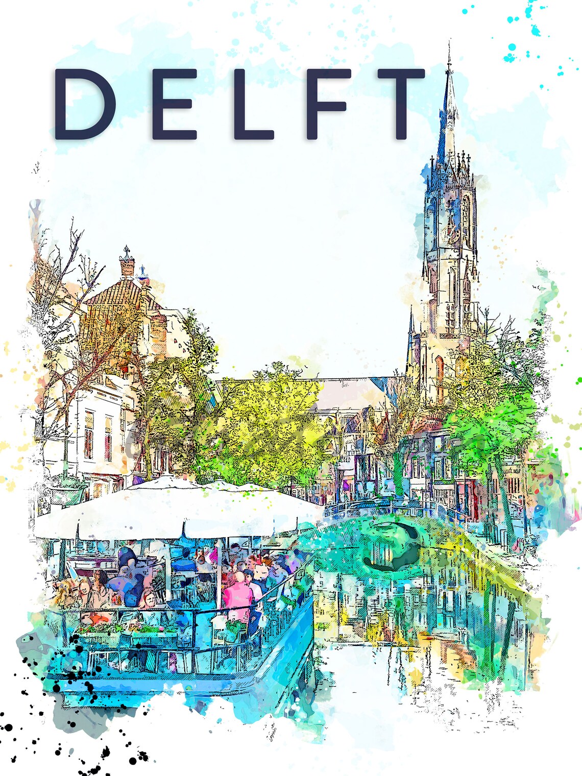 Delft Print Netherlands Print Netherlands Watercolor Print Etsy