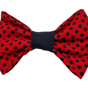 Bow Tie for Dogs and Cats Ladybug Polka Dot Red Black Polka Dots Dog Bow Tie and Cat Bow Tie Easy to Attach to Any Collar Large Girl Bow