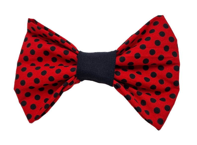 Bow Tie for Dogs and Cats Ladybug Polka Dot Red Black Polka Dots Dog Bow Tie and Cat Bow Tie Easy to Attach to Any Collar Large Girl Bow