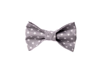 Bow Tie & Bows For Dogs and Cats  - " Lovely Grey Little Star Polka Dots" -  Dog and Cat Bow Tie - Easy to Attach to Any Collar