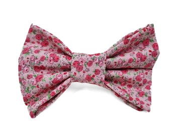 Bow Tie for Dogs and Cats - "Lovely Little Pink Flowers" - Easter + Spring + Hightea Dog and Cat Bows - Easy to Attach to Any Collar