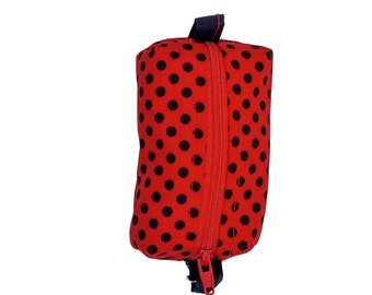 Dog Waste Bag Dispenser or Dog Treat Bag - "Lady Bug Polka Dot" - Easy to Attach to Any Leash, Keychain or Slip in Your Pocket