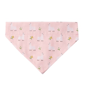 Custom Dog Bandana and Cat Bandana - &quot;Pastel Pink llama&quot; - Slide on Over the Collar Bandana for Dogs and Cats