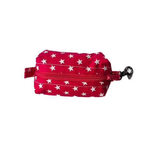 Dog Waste Bag Dispenser or Dog Treat Bag - " Raspberry Star " - Easy to Attach to Any Leash, Keychain or Slip in Your Pocket