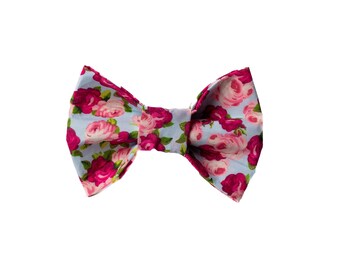 Bow Tie for Dogs and Cats  - " English Roses " -  Dog Bow and Cat Bow - Easy to Attach to Any Collar