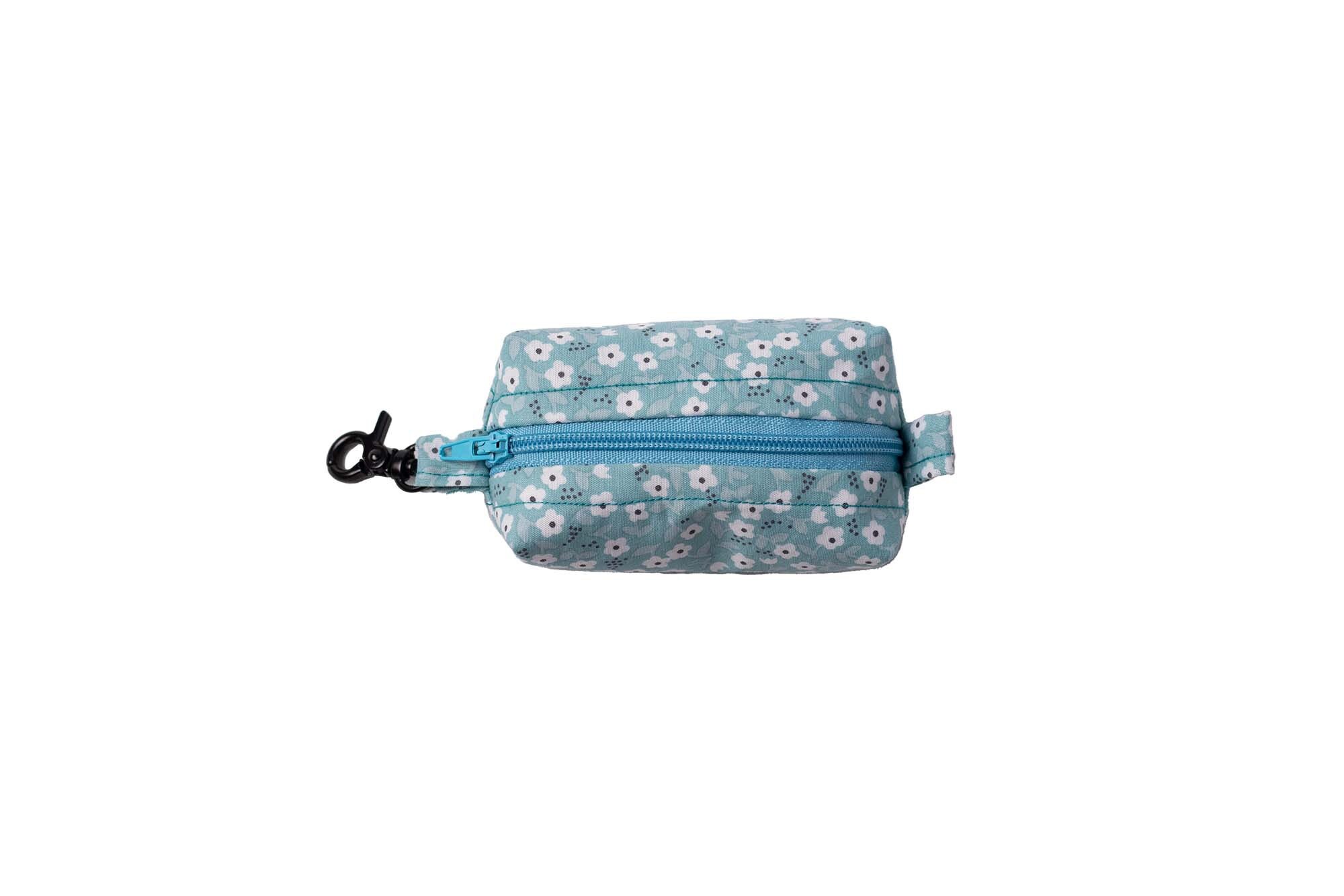 Dog Waste Bag Dispenser or Dog Treat Bag - "Lovely Pastel Blue Flowers - Easy to Attach to Any Leash, Keychain or Slip in Your Pocket