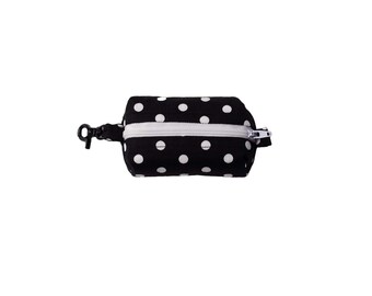 Dog Waste Bag Dispenser or Dog Treat Bag - &quot;Cute Black Polka Dots&quot; - Easy to Attach to Any Leash, Keychain or Slip in Your Pocket