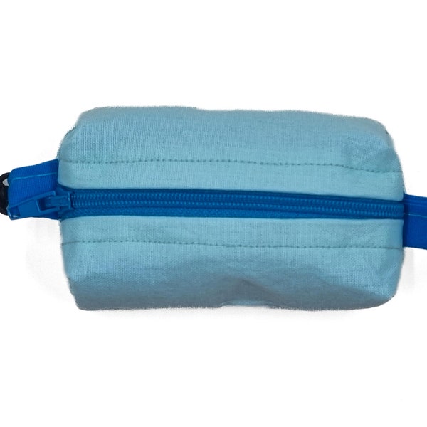 Dog Waste Bag Dispenser or Dog Treat Bag - "Colorful Light Blue" - Easy to Attach to Any Leash, Keychain or Slip in Your Pocket