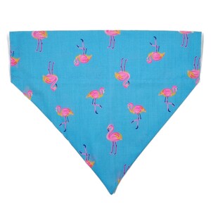Custom Dog Bandana and Cat Bandana - &quot;Flamingos&quot; -Summer + Fun Slide on Over the Collar Bandana for Dogs and Cats